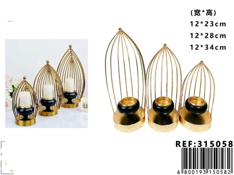 Juego de tres piezas de candelabros