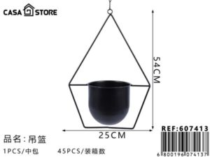 maceta colgante con soporte metalico