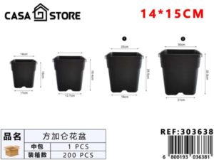 macetero negro cuadrado