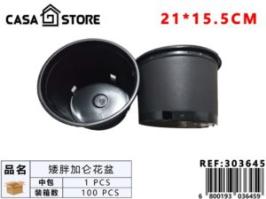 maceta corta negra ancha