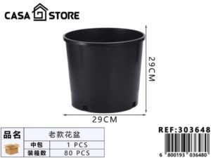macetero negro redondo