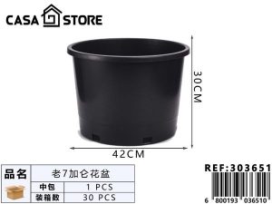 maceta negra redonda