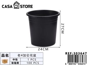 maceta negra redonda