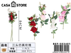 Rosas artificiales de 3 cabezas