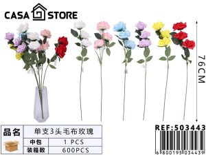 3 rosas de lana individuales