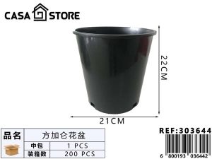 maceta negra redonda