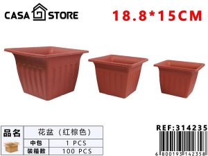 Maceta cuadrada marrón rojizo