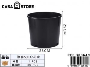maceta negra redonda