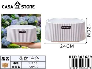 maceta blanca y sello