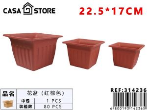 Maceta cuadrada marrón rojizo