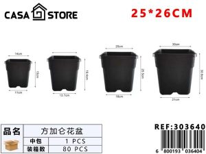 maceta negra cuadrada
