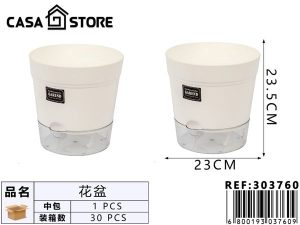 maceta con doble fondo transparente