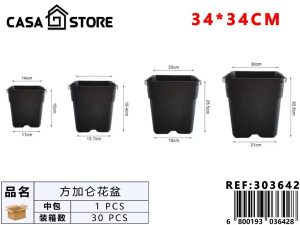 maceta negra cuadrada