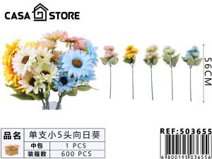 vara de 5 girasoles de colores varios